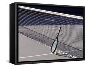 Tennis Racquet Against Net with Ball-Mitch Diamond-Framed Stretched Canvas