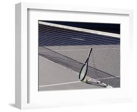 Tennis Racquet Against Net with Ball-Mitch Diamond-Framed Photographic Print