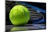 Tennis Racquet Resting on Top of a Tennis Ball-Flynt-Mounted Photographic Print