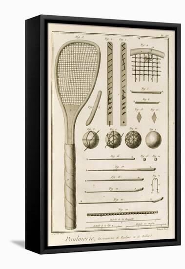 Tennis Racquets and Billiard Cues, from the 'Encyclopedia' by Denis Diderot-J.R. Lucotte-Framed Stretched Canvas