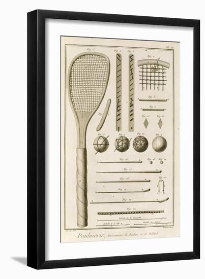 Tennis Racquets and Billiard Cues, from the 'Encyclopedia' by Denis Diderot-J.R. Lucotte-Framed Giclee Print