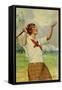 Tennis - Serving-null-Framed Stretched Canvas