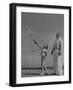 Tennis Teacher Wilbur Folsom Watching the Service of Young Anne Perkins-Allan Grant-Framed Photographic Print