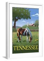 Tennsesse - Horse in Field-Lantern Press-Framed Art Print