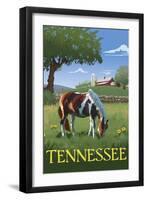 Tennsesse - Horse in Field-Lantern Press-Framed Art Print