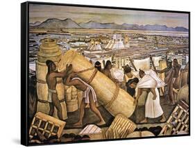 Tenochtitlan (Mexico City)-Diego Rivera-Framed Stretched Canvas