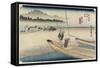 Tenryu River View, Mitsuke, C. 1833-Utagawa Hiroshige-Framed Stretched Canvas