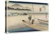 Tenryu River View, Mitsuke, C. 1833-Utagawa Hiroshige-Stretched Canvas