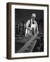 Tensioning the Crosscut on a Two Metre Saw Blade, Sheffield, South Yorkshire, 1963-Michael Walters-Framed Photographic Print