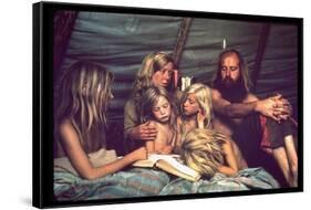 Tent Dwelling Hippie Family of Mystic Arts Commune Bray Family Reading Bedtime Stories-John Olson-Framed Stretched Canvas