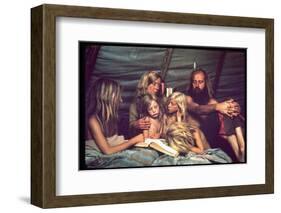 Tent Dwelling Hippie Family of Mystic Arts Commune Bray Family Reading Bedtime Stories-John Olson-Framed Photographic Print