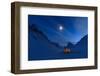 Tent in the Mountains on a Winter Night with Bright Moon in Lapland.-Sander van der Werf-Framed Photographic Print
