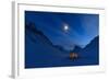Tent in the Mountains on a Winter Night with Bright Moon in Lapland.-Sander van der Werf-Framed Photographic Print