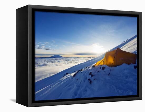 Tent on Volcan Cotopaxi, 5897M, Highest Active Volcano in the World, Ecuador, South America-Christian Kober-Framed Stretched Canvas