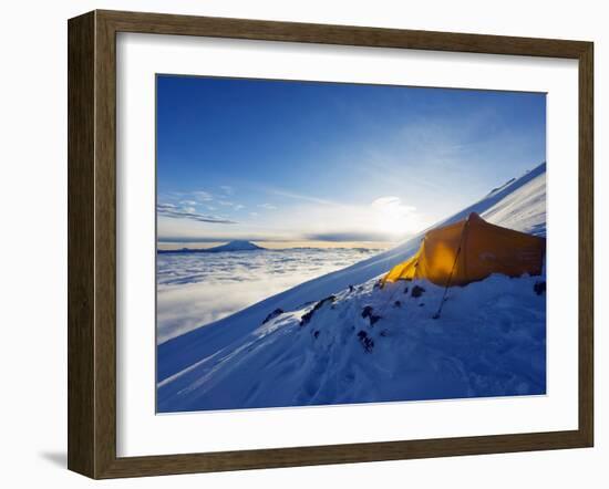 Tent on Volcan Cotopaxi, 5897M, Highest Active Volcano in the World, Ecuador, South America-Christian Kober-Framed Photographic Print