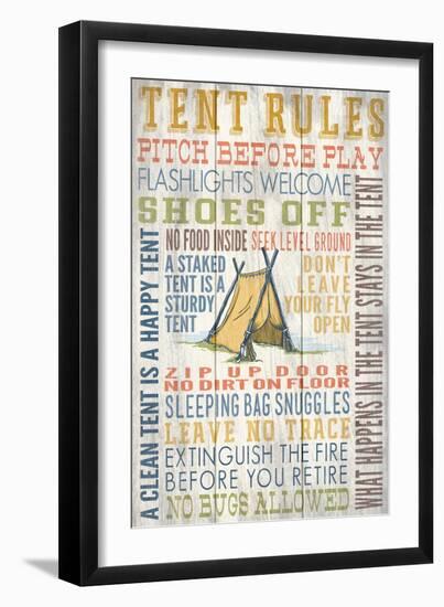 Tent Rules - Barnwood Painting-Lantern Press-Framed Art Print
