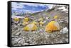 Tents in Everest Base Camp in Cloudy Day, Nepal.-Maciej Bledowski-Framed Stretched Canvas