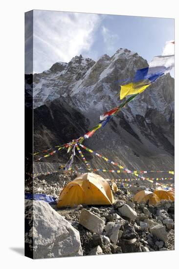 Tents of Mountaineers Along Khumbu Glacier, Mt Everest, Nepal-David Noyes-Stretched Canvas