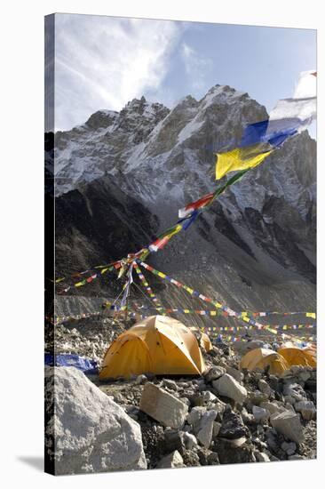 Tents of Mountaineers Along Khumbu Glacier, Mt Everest, Nepal-David Noyes-Stretched Canvas