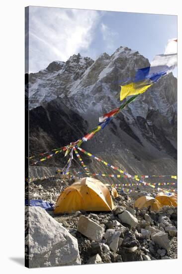 Tents of Mountaineers Along Khumbu Glacier, Mt Everest, Nepal-David Noyes-Stretched Canvas