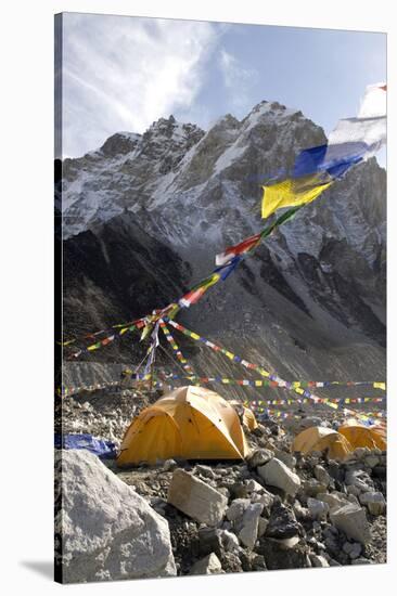 Tents of Mountaineers Along Khumbu Glacier, Mt Everest, Nepal-David Noyes-Stretched Canvas