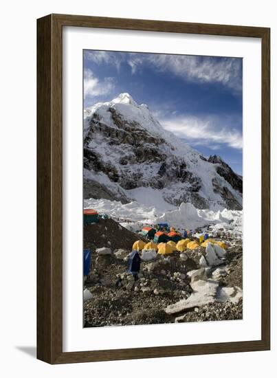 Tents of Mountaineers Scattered Along Khumbu Glacier, Base Camp, Mt Everest, Nepal-David Noyes-Framed Photographic Print