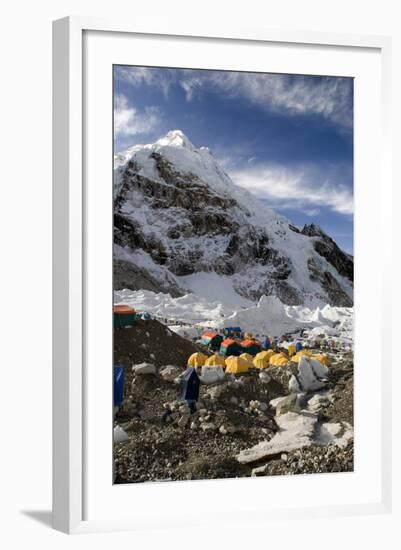 Tents of Mountaineers Scattered Along Khumbu Glacier, Base Camp, Mt Everest, Nepal-David Noyes-Framed Photographic Print