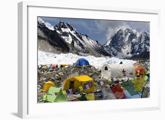 Tents of Mountaineers Scattered Along Khumbu Glacier, Base Camp, Mt Everest, Nepal-David Noyes-Framed Photographic Print