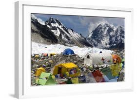 Tents of Mountaineers Scattered Along Khumbu Glacier, Base Camp, Mt Everest, Nepal-David Noyes-Framed Photographic Print