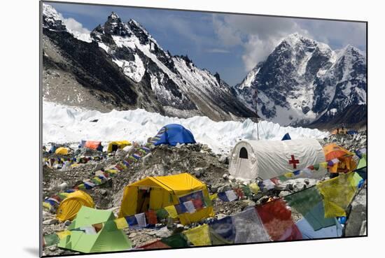 Tents of Mountaineers Scattered Along Khumbu Glacier, Base Camp, Mt Everest, Nepal-David Noyes-Mounted Photographic Print