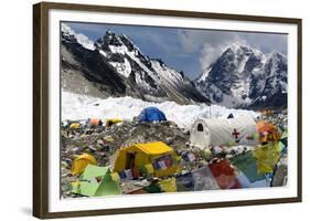 Tents of Mountaineers Scattered Along Khumbu Glacier, Base Camp, Mt Everest, Nepal-David Noyes-Framed Photographic Print