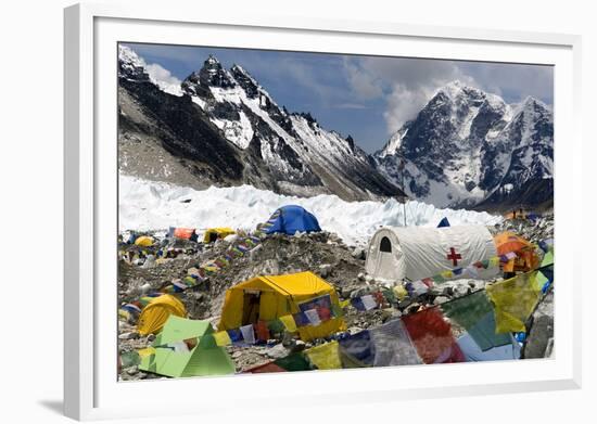 Tents of Mountaineers Scattered Along Khumbu Glacier, Base Camp, Mt Everest, Nepal-David Noyes-Framed Photographic Print