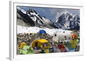 Tents of Mountaineers Scattered Along Khumbu Glacier, Base Camp, Mt Everest, Nepal-David Noyes-Framed Photographic Print