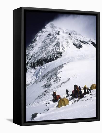 Tents on Southside of Everest, Nepal-Michael Brown-Framed Stretched Canvas