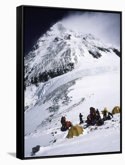 Tents on Southside of Everest, Nepal-Michael Brown-Framed Stretched Canvas