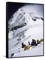 Tents on Southside of Everest, Nepal-Michael Brown-Framed Stretched Canvas