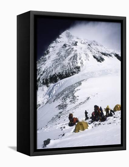 Tents on Southside of Everest, Nepal-Michael Brown-Framed Stretched Canvas