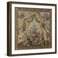 Tenture du Triomphe de Flore: Treillage et vase de fleurs-null-Framed Giclee Print