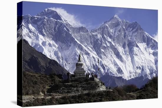 Tenzing Norgye Memorial Stupa with Mount Everest-John Woodworth-Stretched Canvas