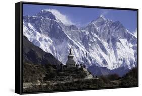 Tenzing Norgye Memorial Stupa with Mount Everest-John Woodworth-Framed Stretched Canvas