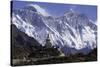 Tenzing Norgye Memorial Stupa with Mount Everest-John Woodworth-Stretched Canvas