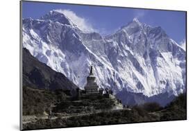 Tenzing Norgye Memorial Stupa with Mount Everest-John Woodworth-Mounted Photographic Print