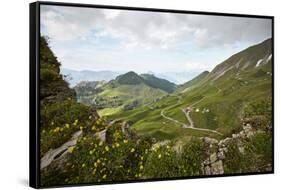 Tepee village on the Klewenalp with basin Ried (village) in Switzerland-Rasmus Kaessmann-Framed Stretched Canvas