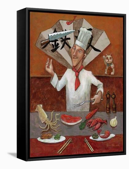 Teppan, Japanese Chef-John Howard-Framed Stretched Canvas