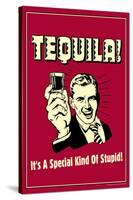 Tequila It's A Special Kind Of Stupid Funny Retro Poster-Retrospoofs-Stretched Canvas