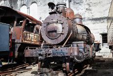 Rusty Wheels of Old Steam Locomotive close Up-tereh-Laminated Photographic Print