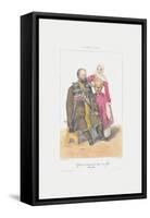 Terek Cossack with Daughter (From: Scenes, Paysages, Meurs Et Costumes Du Caucas), 1840-Grigori Grigorievich Gagarin-Framed Stretched Canvas