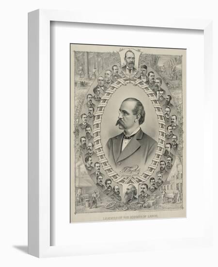 Terence Powderly and 32 Portraits of Leaders of the Knights of Labor, 1880s-null-Framed Art Print