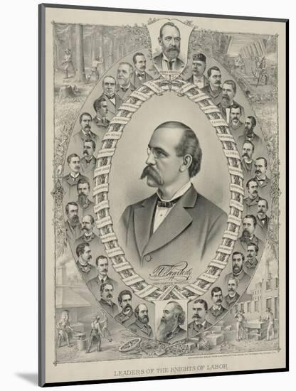 Terence Powderly and 32 Portraits of Leaders of the Knights of Labor, 1880s-null-Mounted Art Print