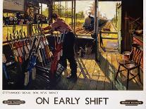 On Early Shift Railroad Advertisement Poster-Terence Tenison Cuneo-Framed Stretched Canvas